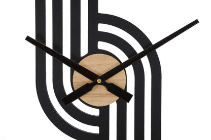 Elegante Wanduhr aus Metall und Holz, ø 60x2,5 cm
