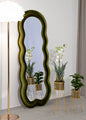 Miki Elegant Green Velvet Wall Mirror 60x4x160 cm
