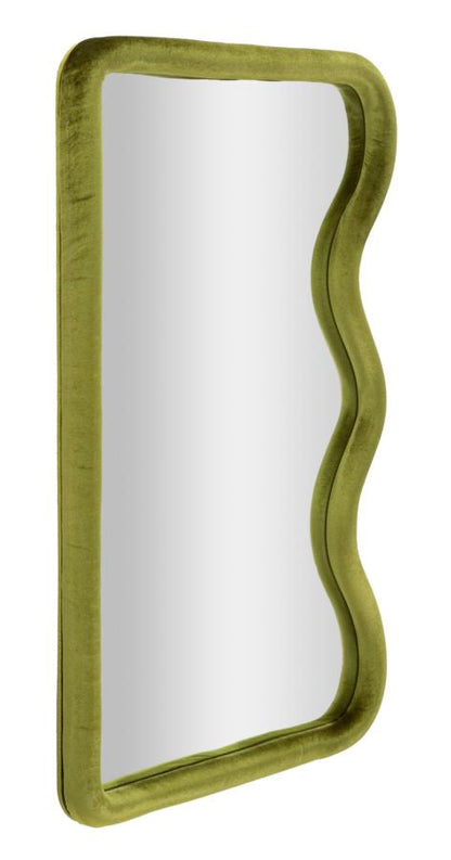 Wandspiegel aus grünem Samt, elegantes Design, 60x4x90 cm