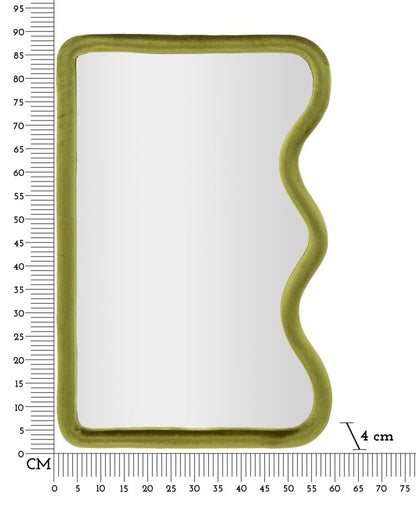 Wandspiegel aus grünem Samt, elegantes Design, 60x4x90 cm