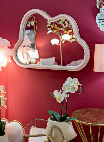Spiegel Wolke aus rosa Samt 90x4x60 cm