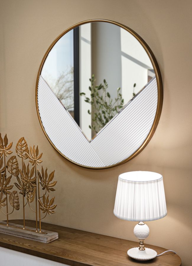 Eleganter Wandspiegel Tolosa Ø 80 cm mit goldenem Metallrahmen