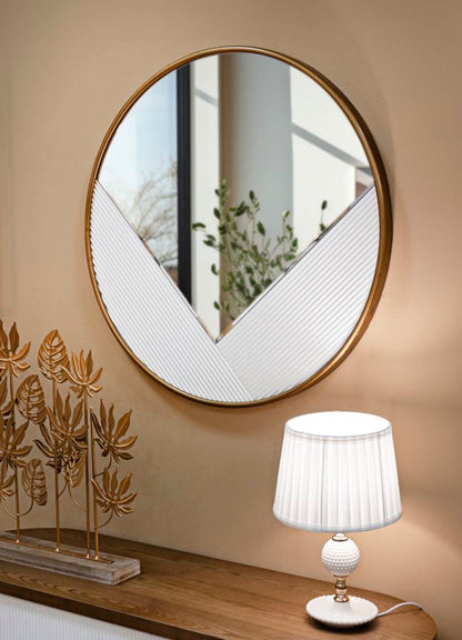 Eleganter Wandspiegel Tolosa Ø 80 cm mit goldenem Metallrahmen