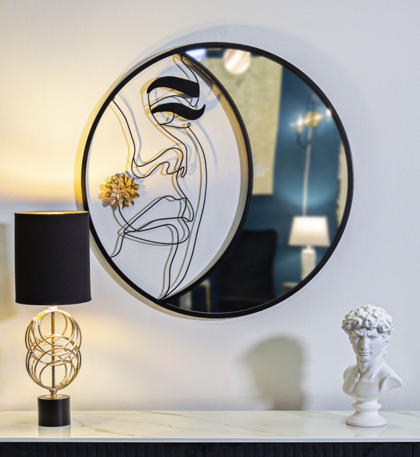 Melly wall mirror cm Ø 80x3.8 - Cubist Design and Modern Elegance