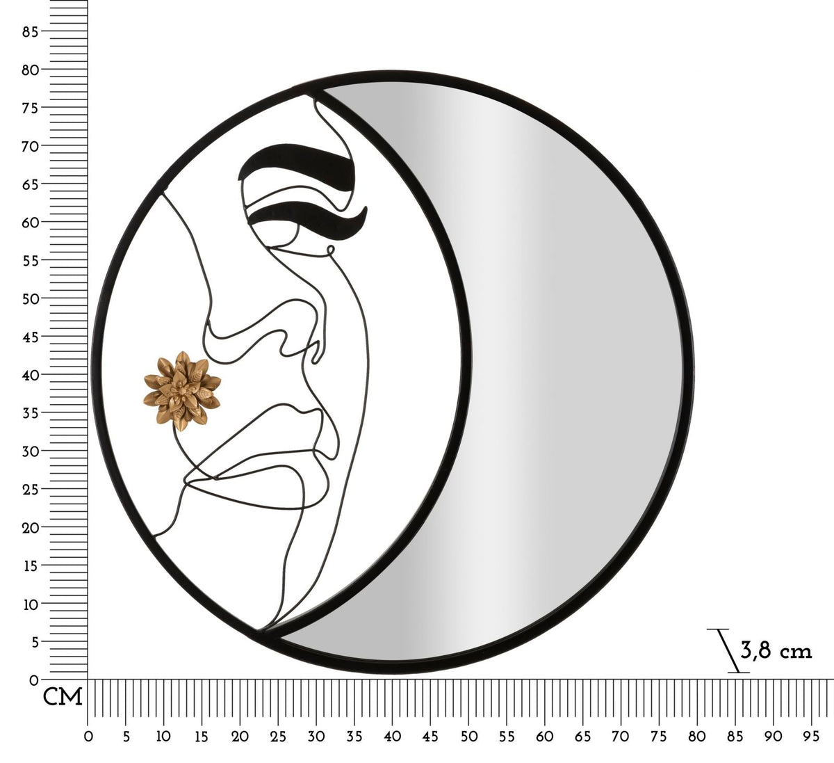 Melly wall mirror cm Ø 80x3.8 - Cubist Design and Modern Elegance