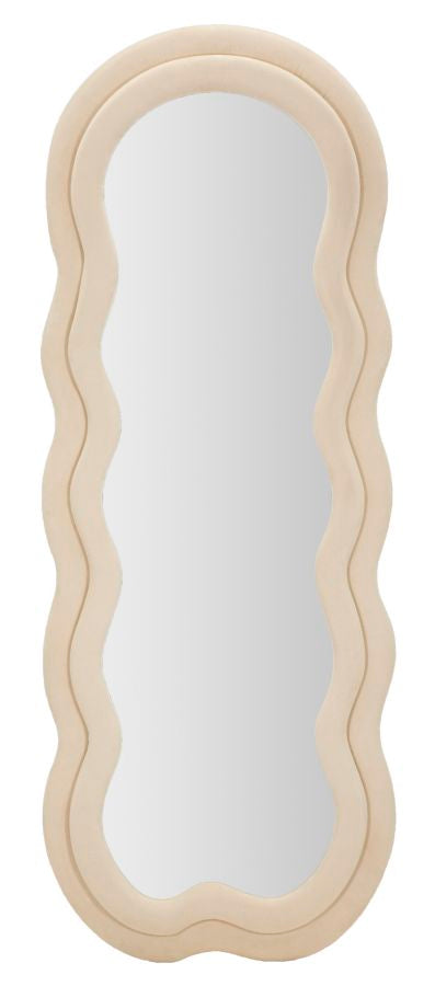 Elegant Miki Cream Velvet Wall Mirror 60x4x160 cm