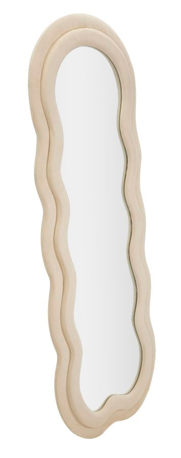 Elegant Miki Cream Velvet Wall Mirror 60x4x160 cm