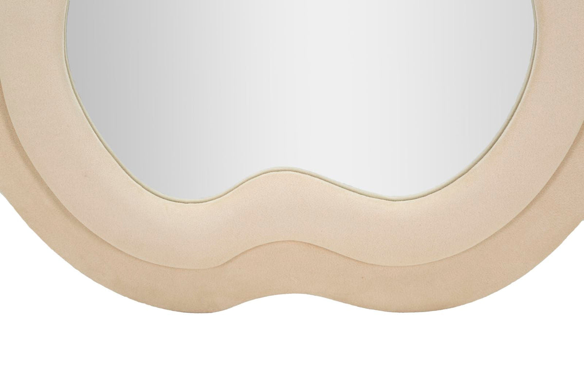 Elegant Miki Cream Velvet Wall Mirror 60x4x160 cm