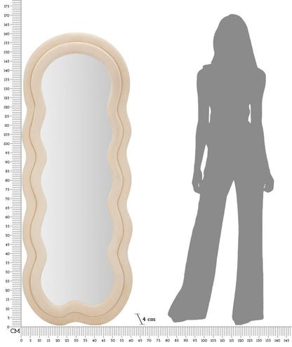 Elegant Miki Cream Velvet Wall Mirror 60x4x160 cm