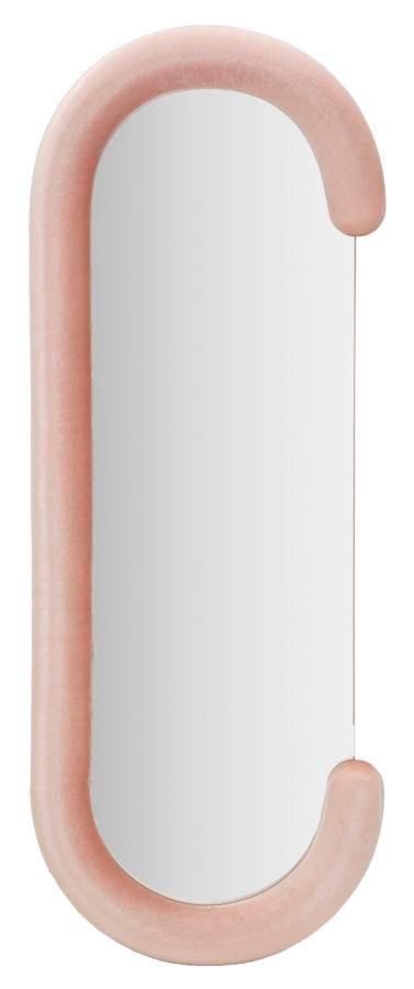 Wandspiegel Chantal aus rosa Samt 60x7x160 cm