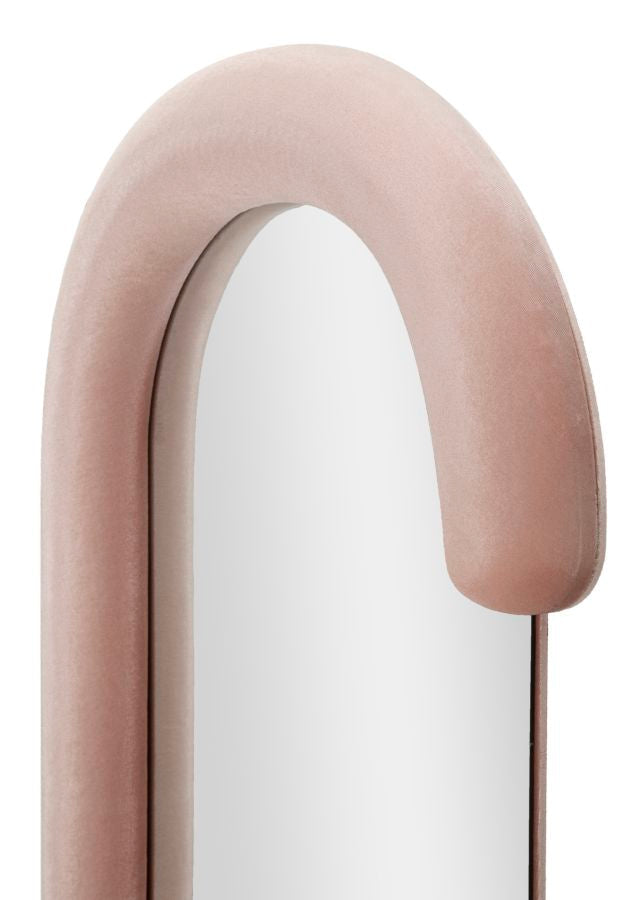 Wandspiegel Chantal aus rosa Samt 60x7x160 cm