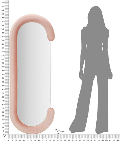 Wandspiegel Chantal aus rosa Samt 60x7x160 cm