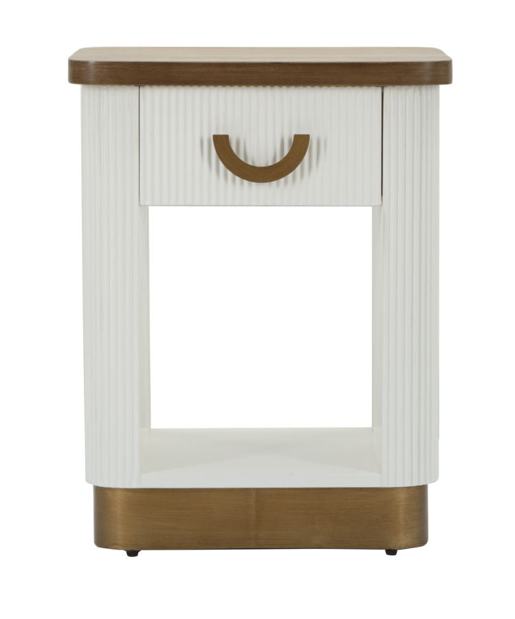Comodino Tolosa in Legno Bianco e Marrone cm 48x40x62