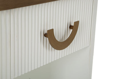 Comodino Tolosa in Legno Bianco e Marrone cm 48x40x62