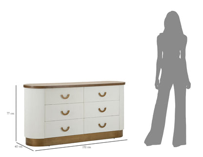 Moderne Kommode Tolosa 152x40x77 cm mit 6 eleganten Schubladen