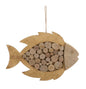 Hanging Fish Sculpture in Natural Wood cm 42.5x2x28.5