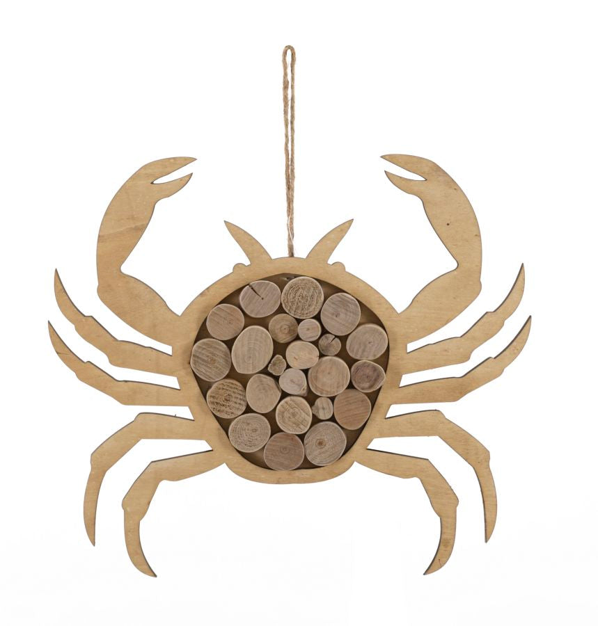 Holzskulptur in Form einer Krabbe, Natur, 35x2x31 cm