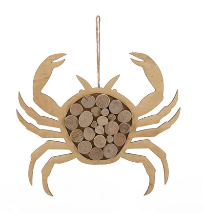 Holzskulptur in Form einer Krabbe, Natur, 35x2x31 cm