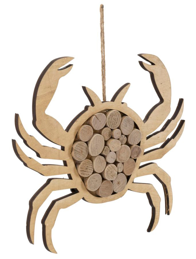 Holzskulptur in Form einer Krabbe, Natur, 35x2x31 cm