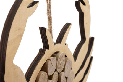 Holzskulptur in Form einer Krabbe, Natur, 35x2x31 cm