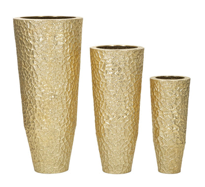 Set di Vasi Glasy Tris in Metallo Dorato - Eleganza e Versatilità per Ogni Ambiente