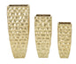 Set of Three Glody Square Vases - Elegance in Golden Metal