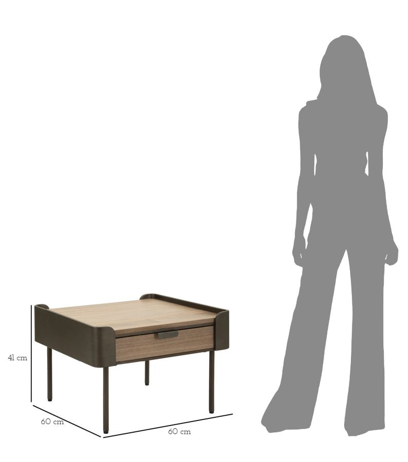 Couchtisch Toronto mit 2 Schubladen 60x60x41 cm