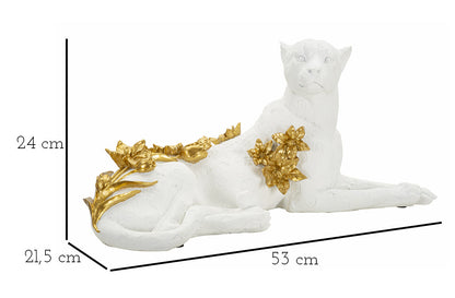 Leopardo Elegante Bianco e Oro 53x21,5x24 cm