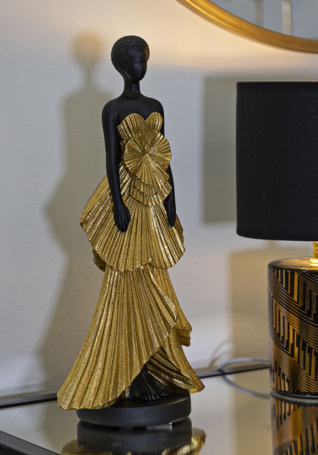 Statuetta Elegante Donnina in Oro 14,5x10x33 cm