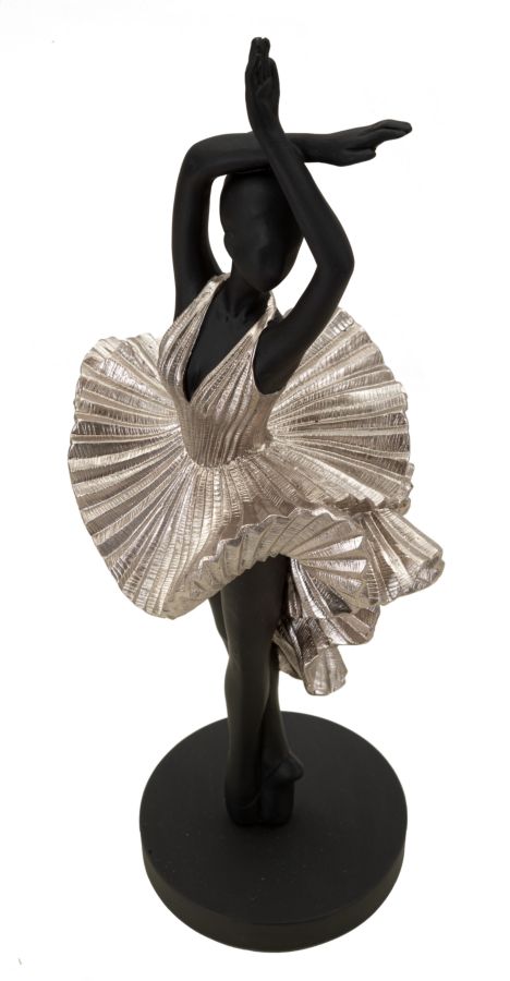 Elegante Ballerina-Figur aus Silber - 17x14x43 cm