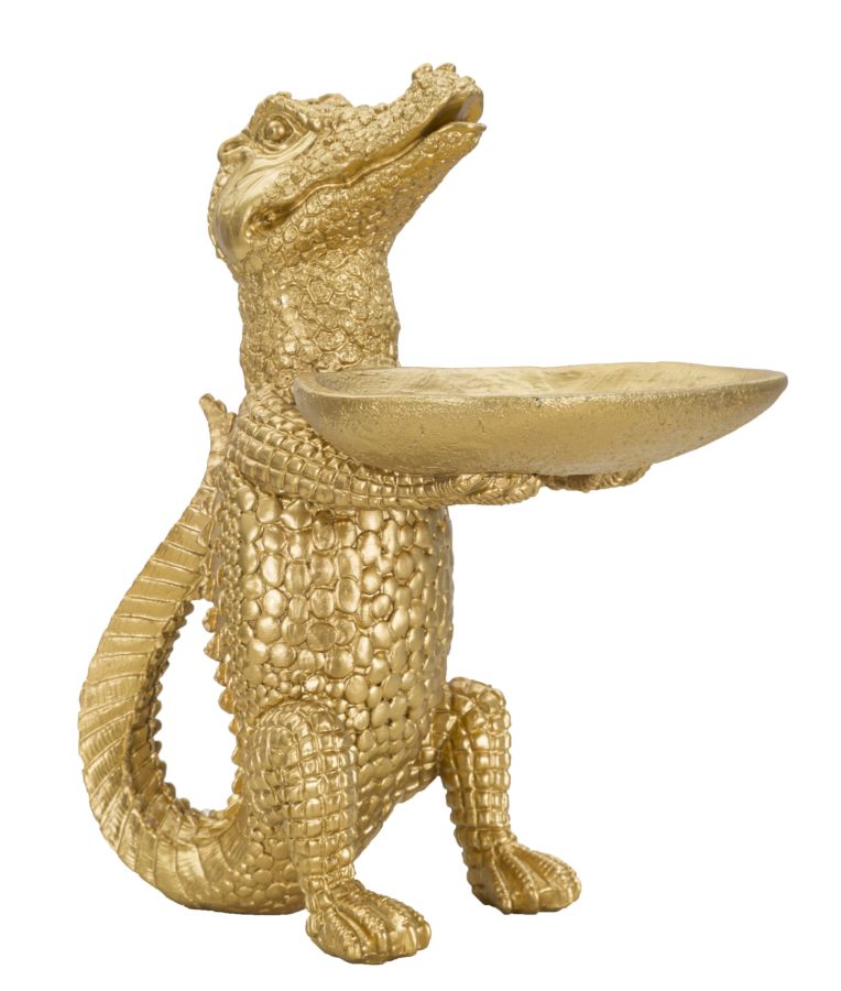Ablageschale Krokodil Goldfarben 23x15,25x26,60 cm