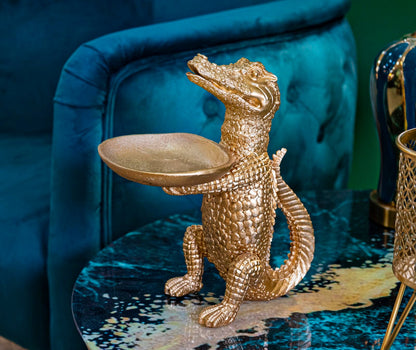 Ablageschale Krokodil Goldfarben 23x15,25x26,60 cm