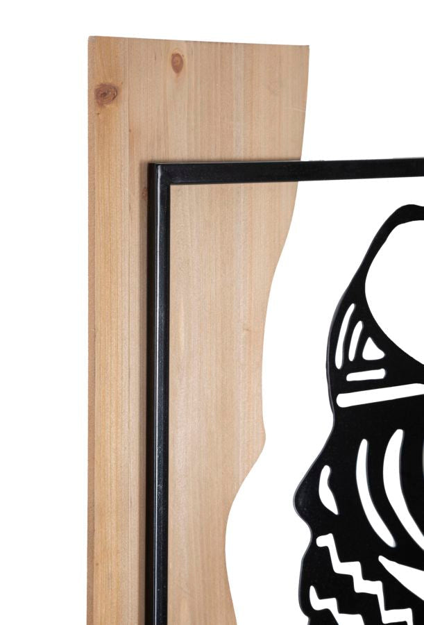 Dekoratives Stammes-Wandbild aus Eisen und Holz – 53x2x80 cm