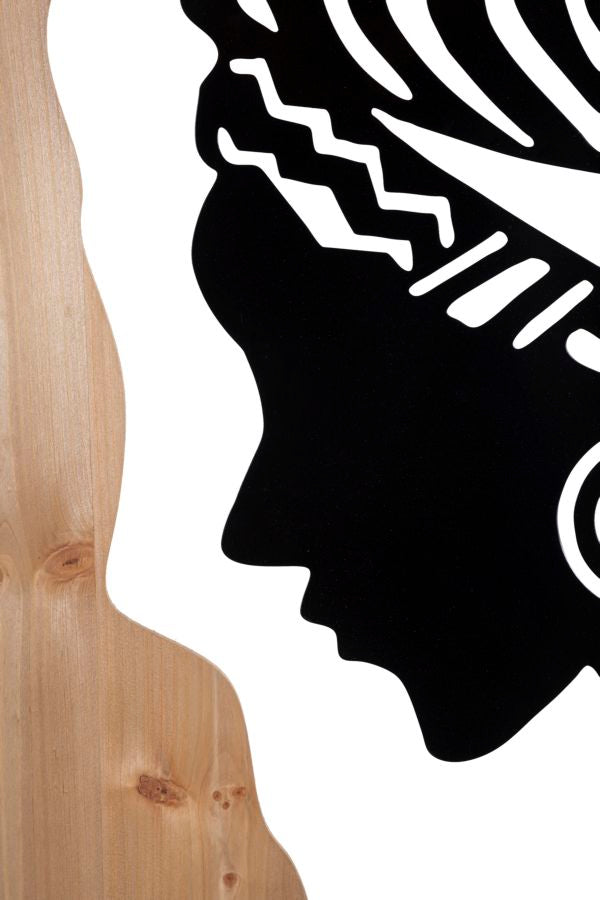 Dekoratives Stammes-Wandbild aus Eisen und Holz – 53x2x80 cm