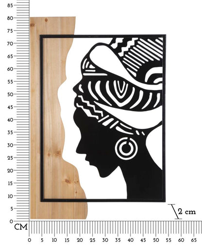 Dekoratives Stammes-Wandbild aus Eisen und Holz – 53x2x80 cm