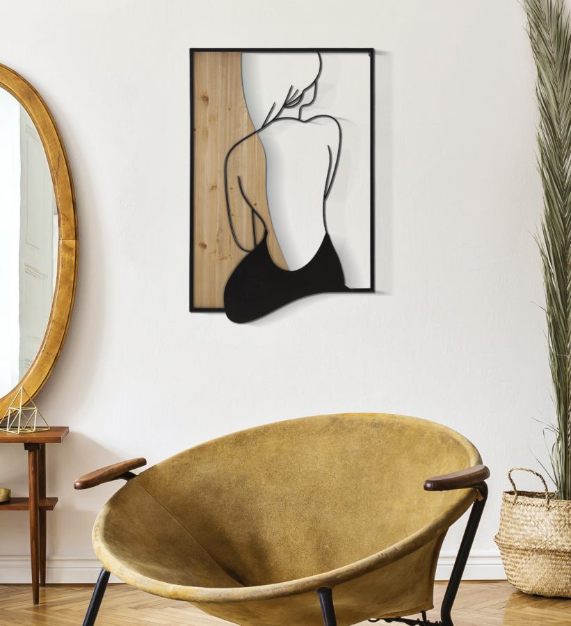 Deko-3D-Paneel Eleganz aus Eisen und Holz 60x2x90