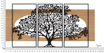 Set dekorativer 3D-Wandpaneele aus Eisen und Holz – Majestätischer Baum für Wände 176x2x90 cm