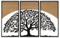 Set of 3D Decorative Panels in Iron and Wood - Majestic Tree Design, 3 Pieces 105x2x70 cm
