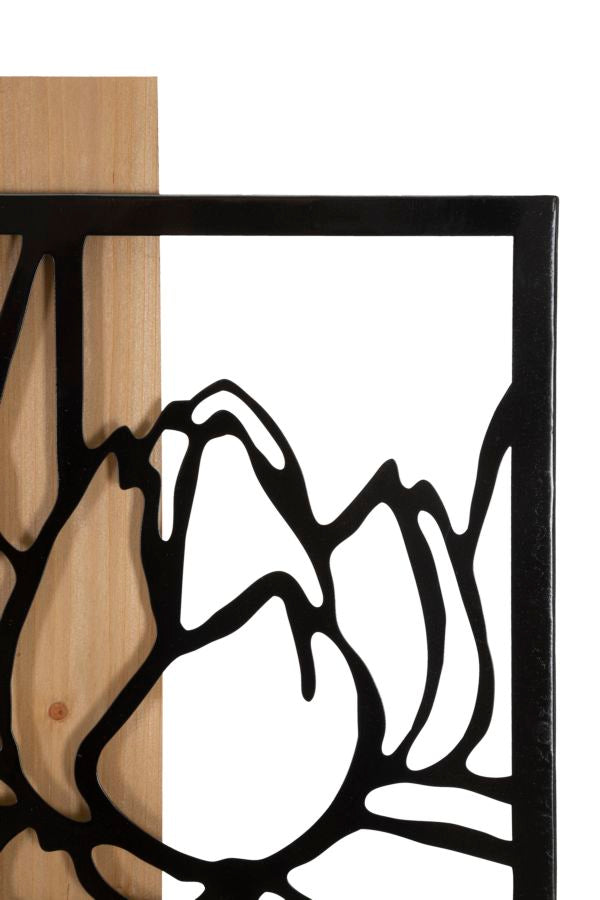 Pannello decorativo in ferro e legno Lotus 60x2x90 cm