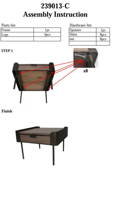 Couchtisch Toronto mit 2 Schubladen 60x60x41 cm