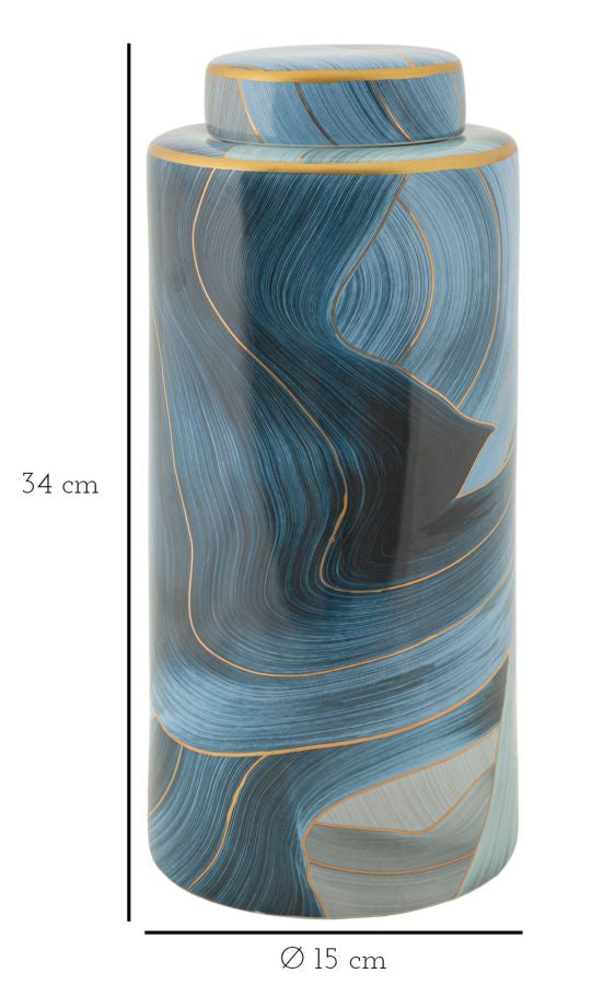 Elegante Keramikvase mit goldenen Verzierungen Ø 15x34 cm