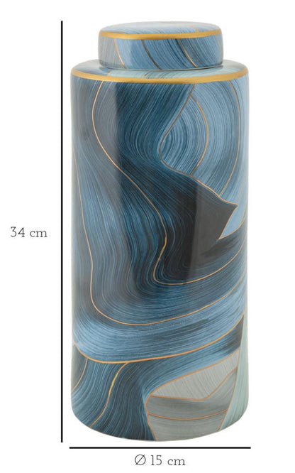 Elegante Keramikvase mit goldenen Verzierungen Ø 15x34 cm