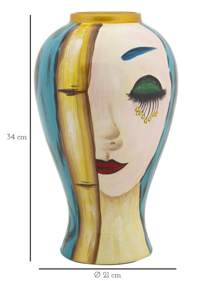 Artistic Face Ceramic Vase Ø 21x34 cm