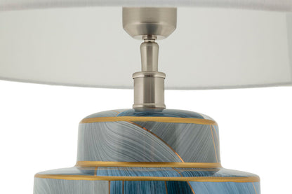 Lampada da tavolo in ceramica blu elegante cm ø 40x64