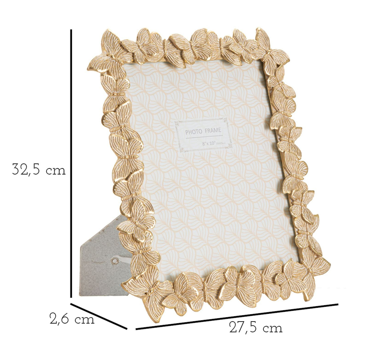 Dekorativer Rahmen Schmetterlinge Gold 27,5x2,6x32,5 cm (innen 20x25 cm)