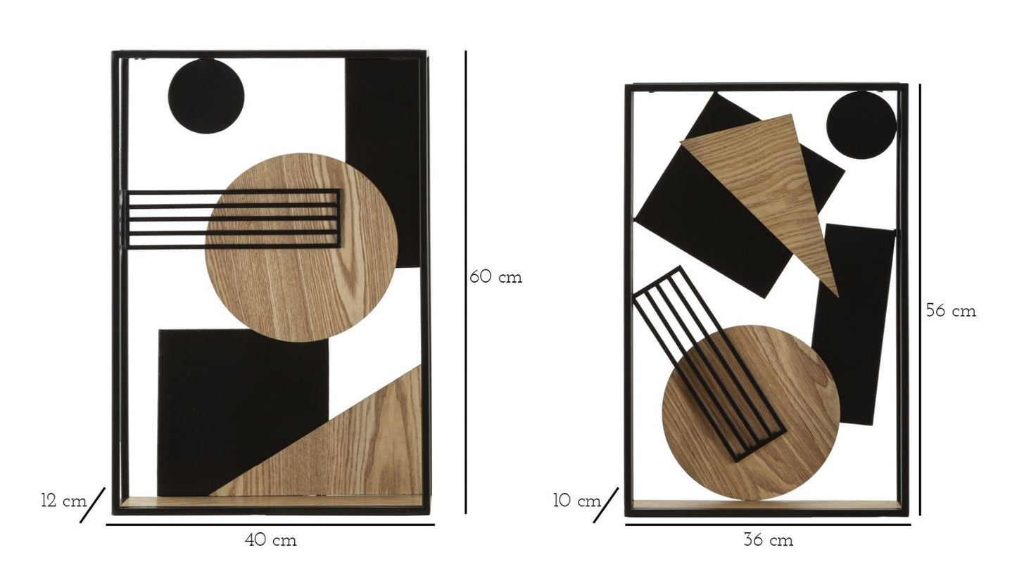 Mensole Muro Picassy Design Moderno - Coppia 40x12x60 e 36x10x56 cm