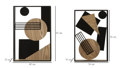 Mensole Muro Picassy Design Moderno - Coppia 40x12x60 e 36x10x56 cm