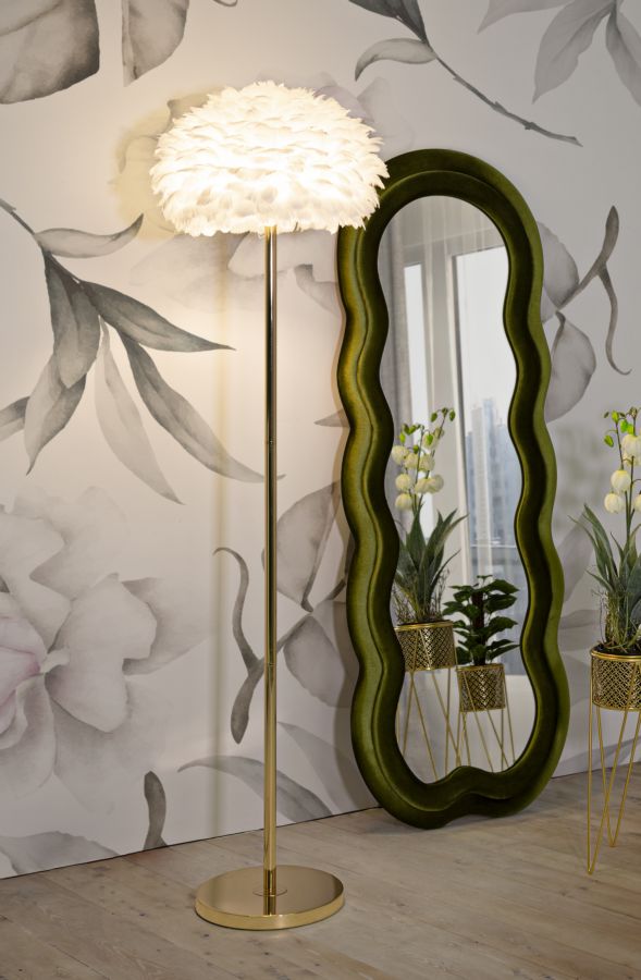 Lampada da terra elegante Feathers Slim in bianco cm ø 43x170