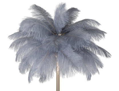 Elegante Stehleuchte in Grau mit Federlampenschirm 55x160 cm