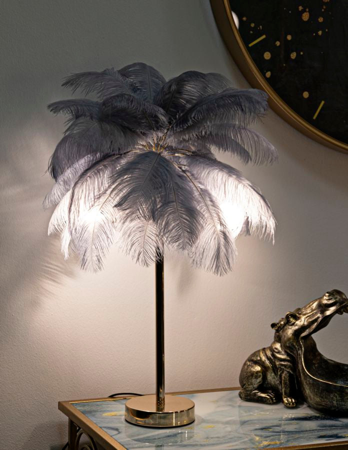 Elegante Tischleuchte Palm Grau 55x60 cm